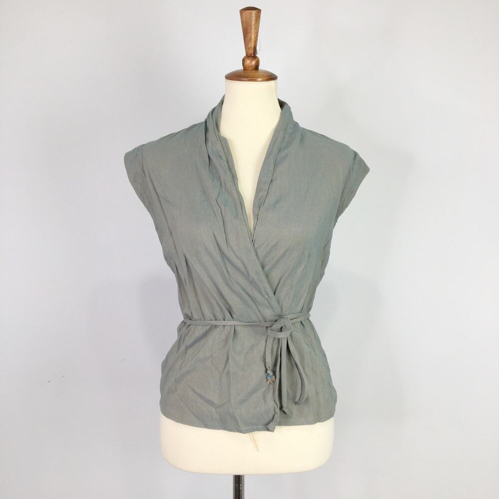 Vintage Michael Laurenz sage green wrap top Size 7/8 Small